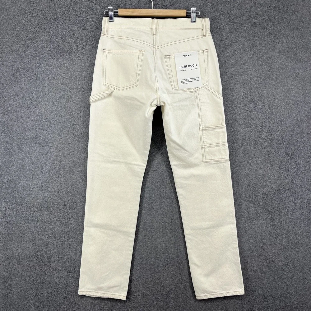 FRAME Jeans Le Slouch‎ Denim Womens 25 Cream Straight Low Rise cargo